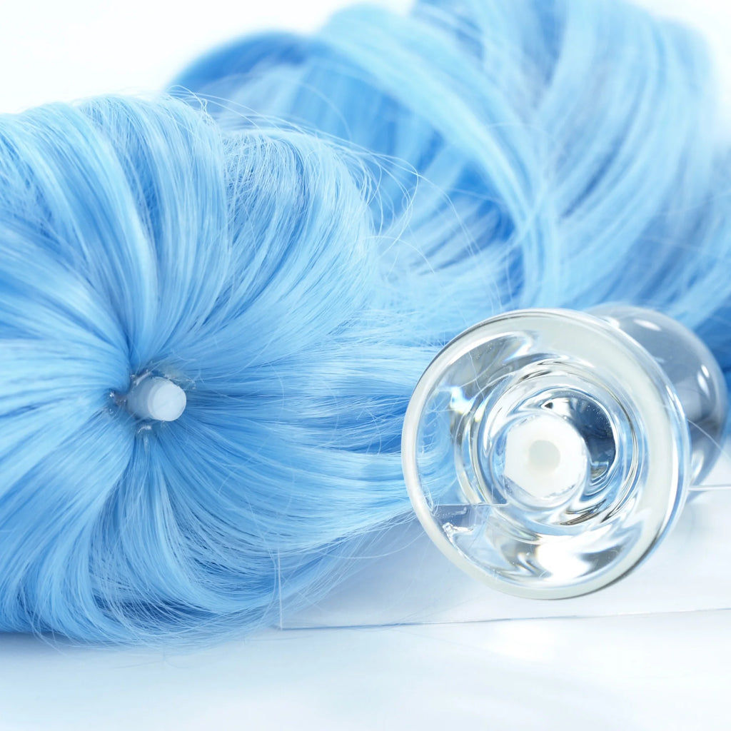 Baby Pink or Sky Blue Crystal Minx Detachable Faux Pony Tail Plug