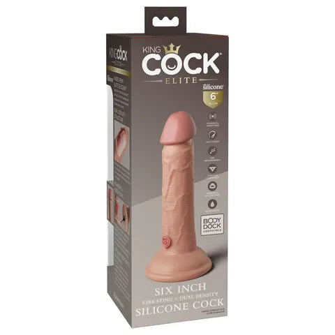 6" King Cock Elite Vibrating Dual Density Silicone Cock - 