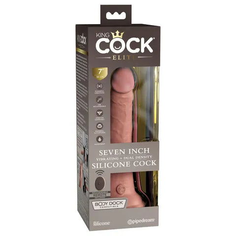 7" King Cock Elite Vibrating Dual Density Silicone Cock With Remote - 