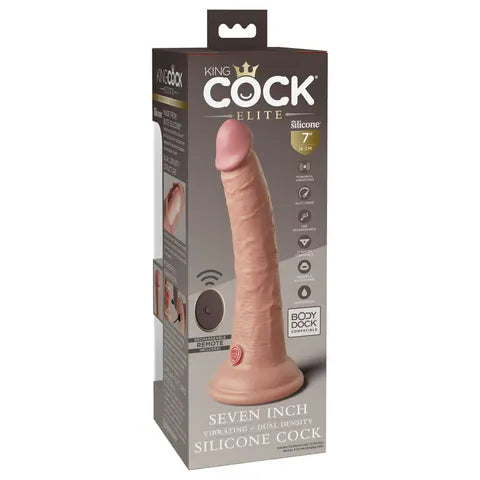 7" King Cock Elite Vibrating Dual Density Silicone Cock With Remote - 