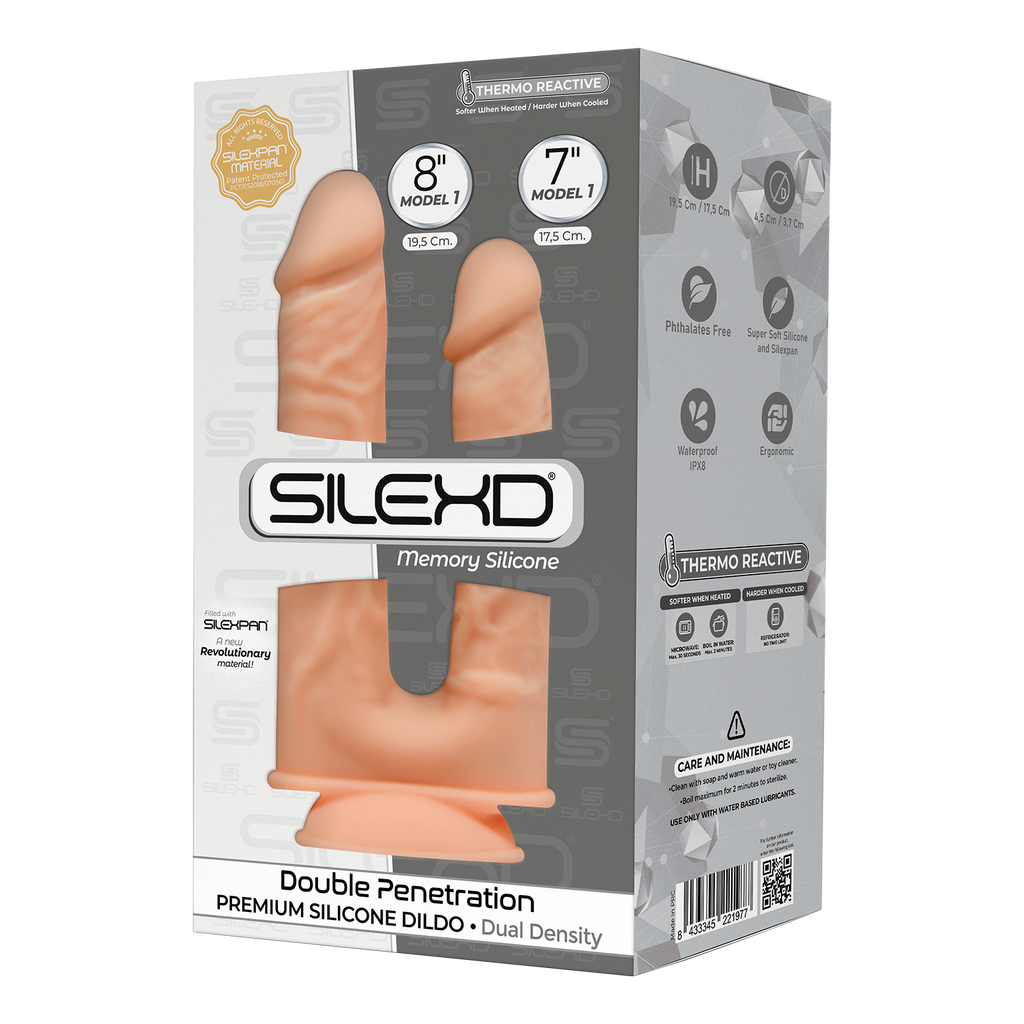 8" + 7" Silexd Double Penetration Dildo - 