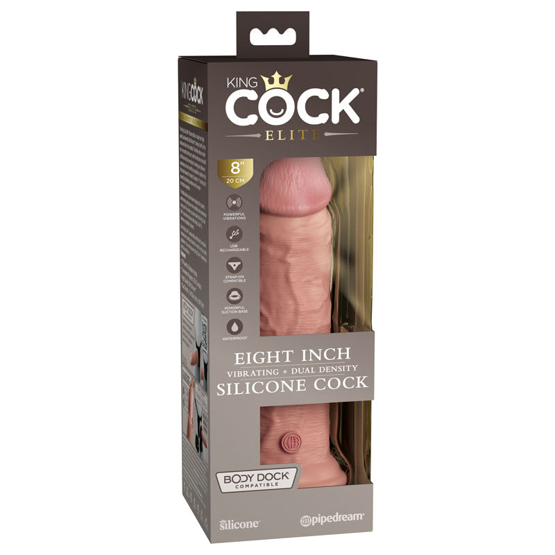 8" King Cock Elite Vibrating Dual Density Silicone Cock - 
