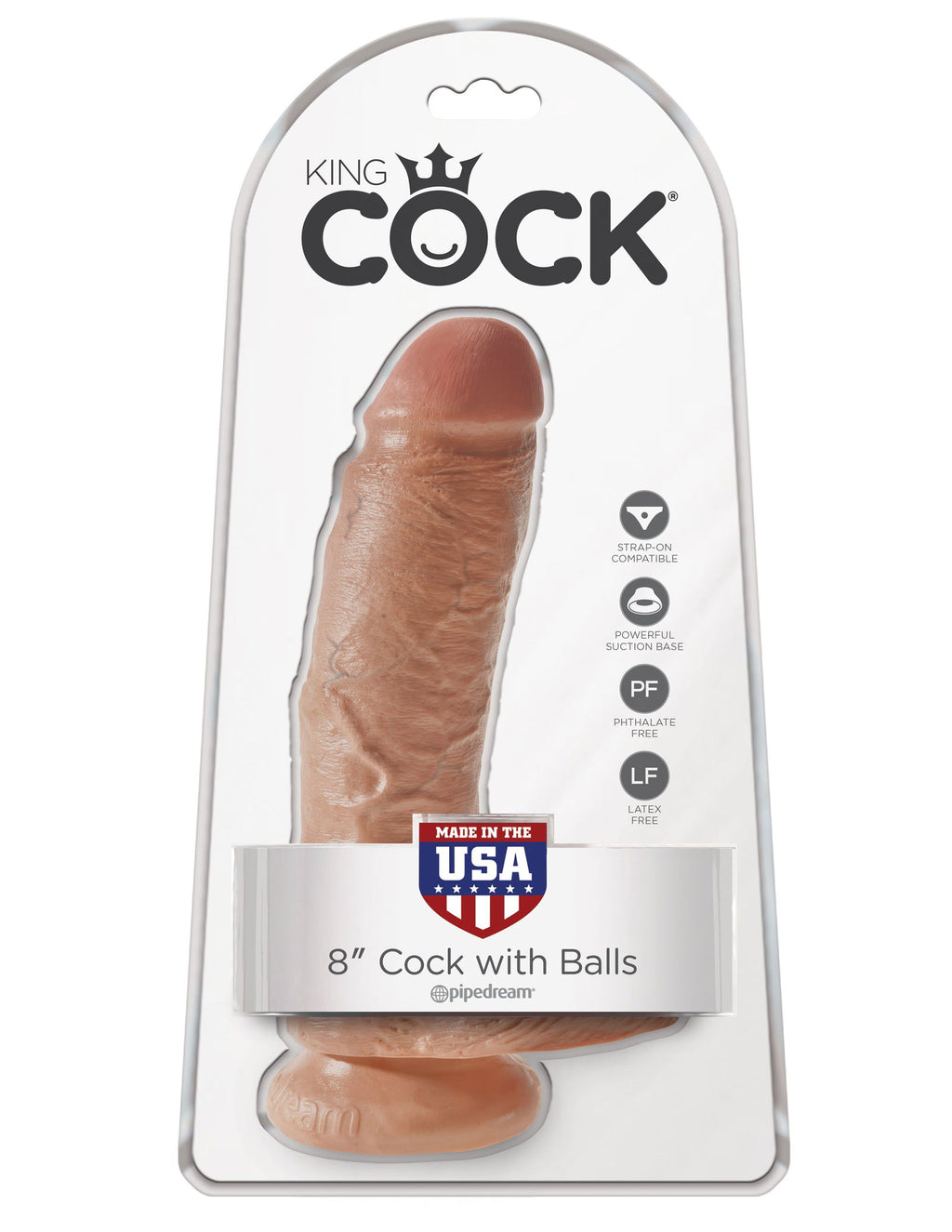 8" King Cock With Balls Dildo - 