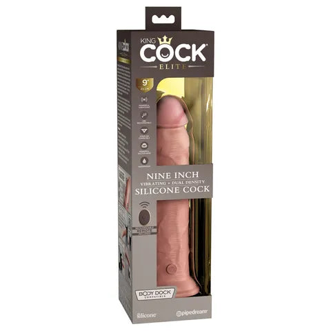 9" King Cock Elite Vibrating Dual Density Silicone Cock With Remote - 