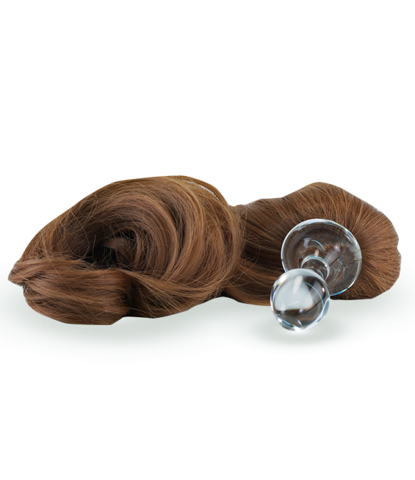 Brown Crystal Minx Detachable Faux Pony Tail Plug - 