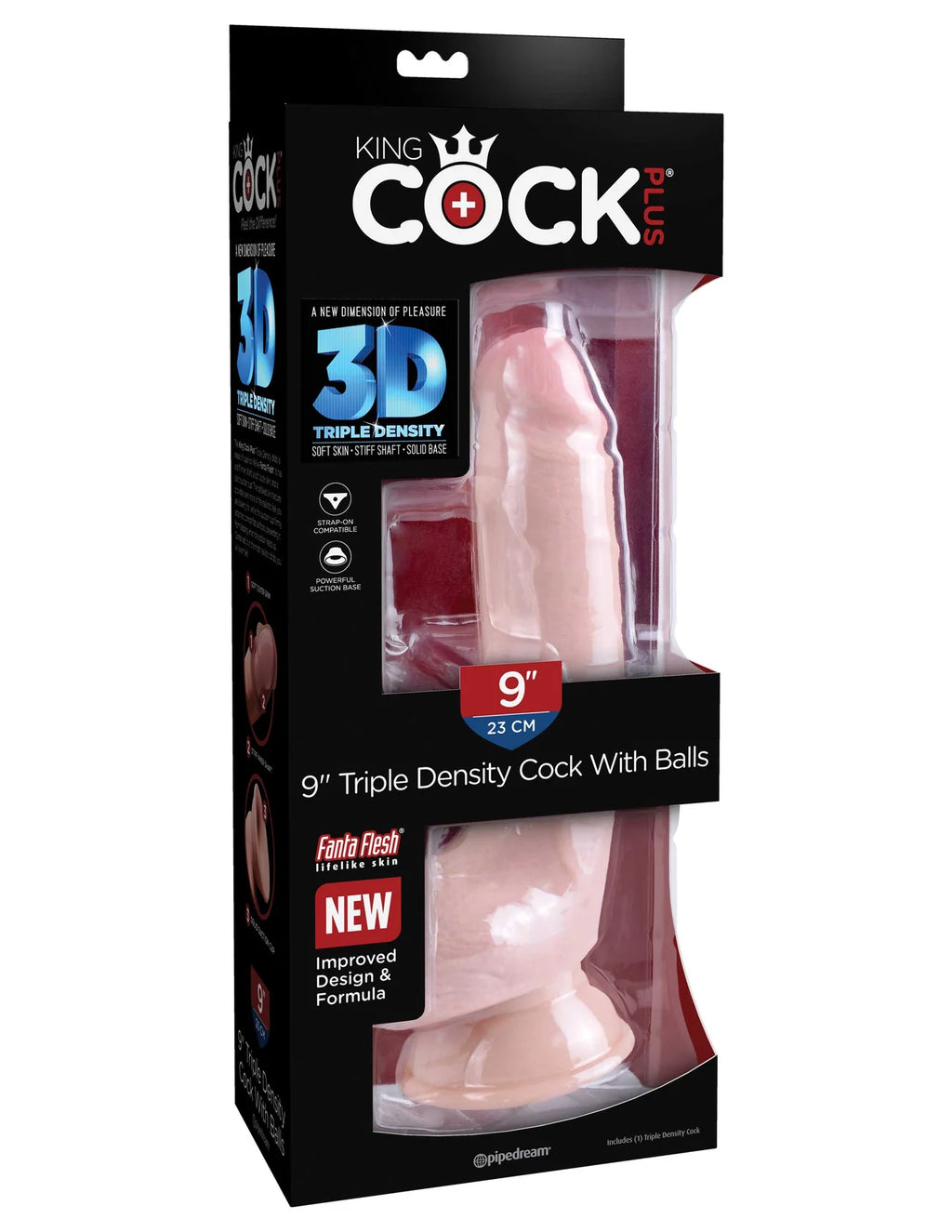 King Cock+ 9" 3D Triple Density Cock With Balls