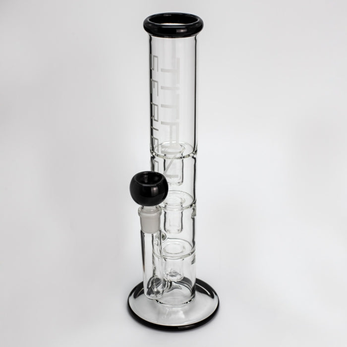 WATERFALL - TITAN SERIES - TRIPLE TRAP GLASS BONG BLACK BONZA CONE - DELUXE EDITION