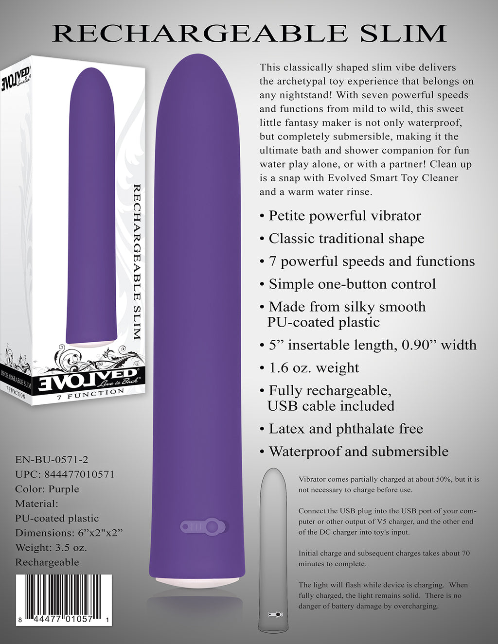 Evolved Rechargeable Slim Vibrator