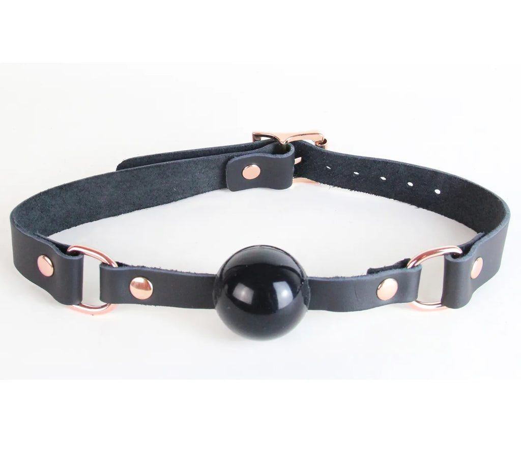 Love In Leather Leather Gag With Solid Rubber Ball