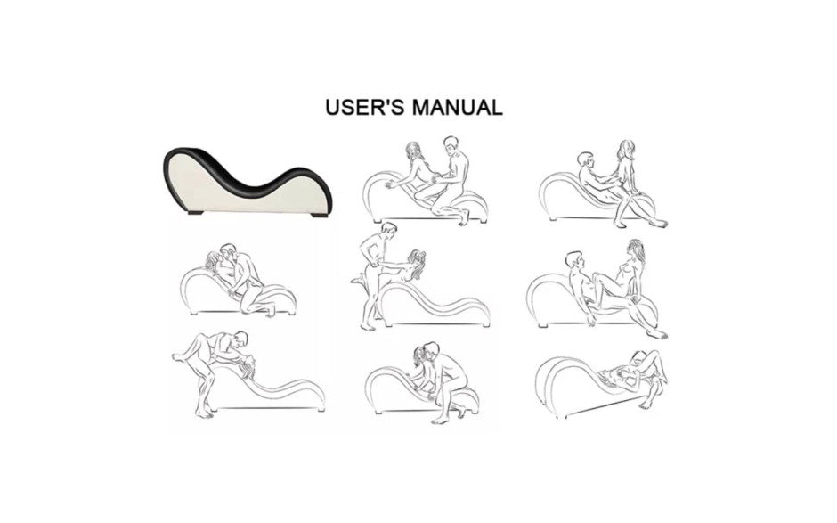 Kama Sutra Quilted and Studded Chaise Love Lounge - Black/White