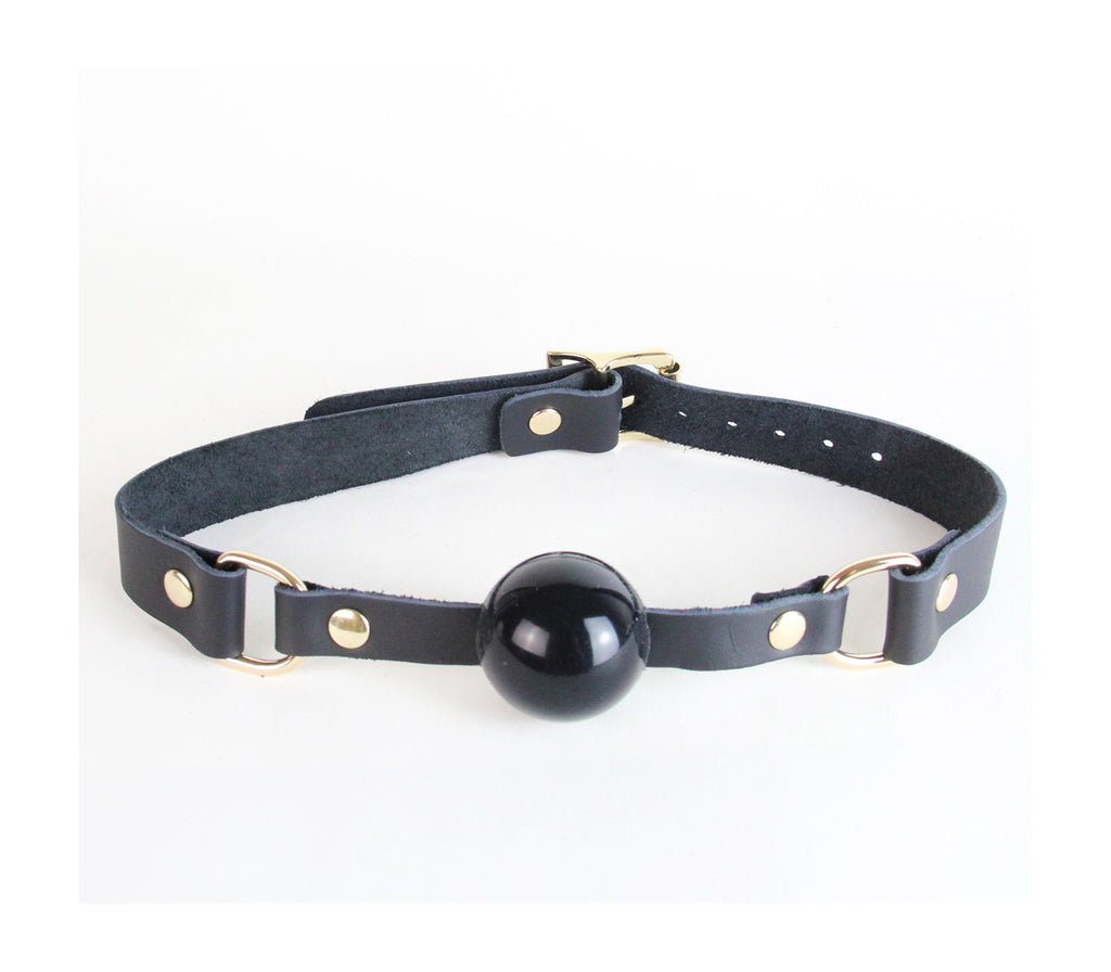 Love In Leather Leather Gag With Solid Rubber Ball
