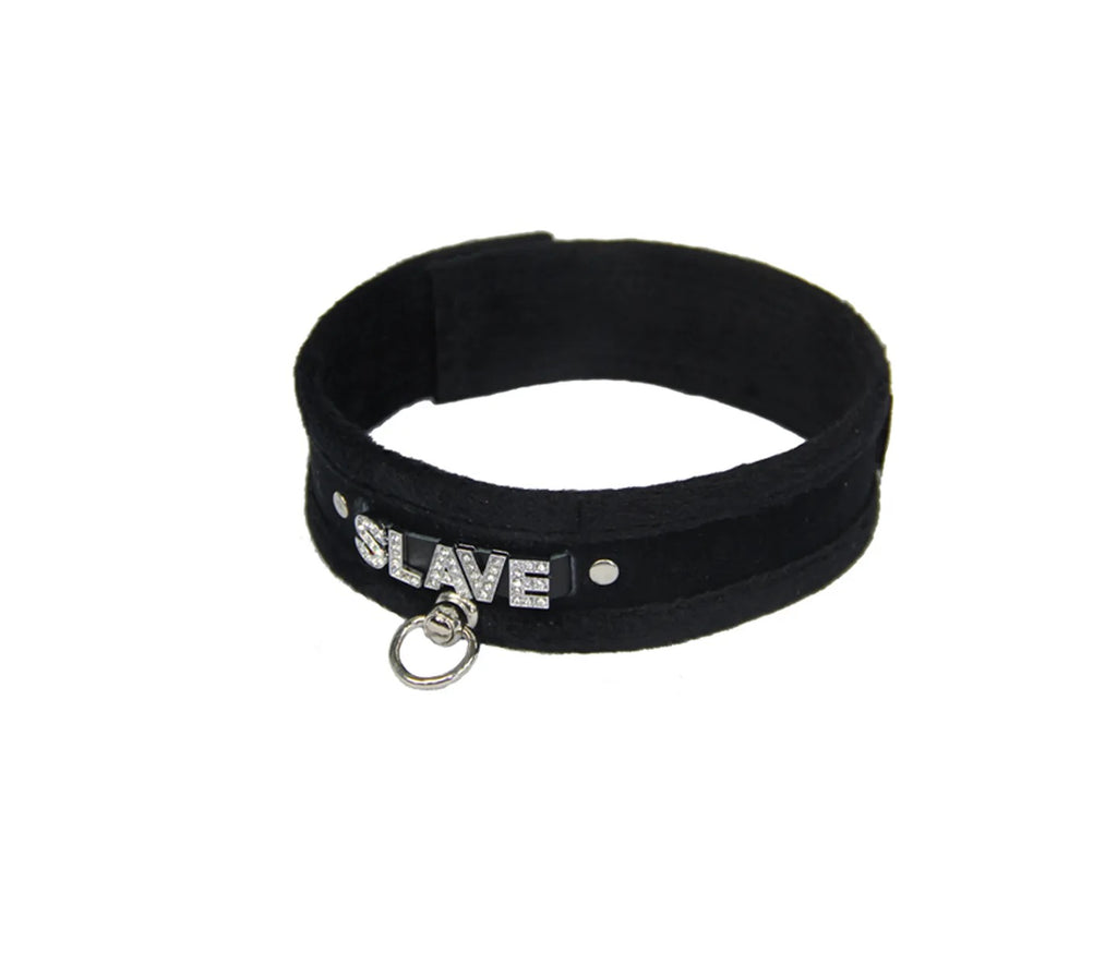 Love In Leather Diamante Word Collar (Bitch, Slut, Sexy or Slave)