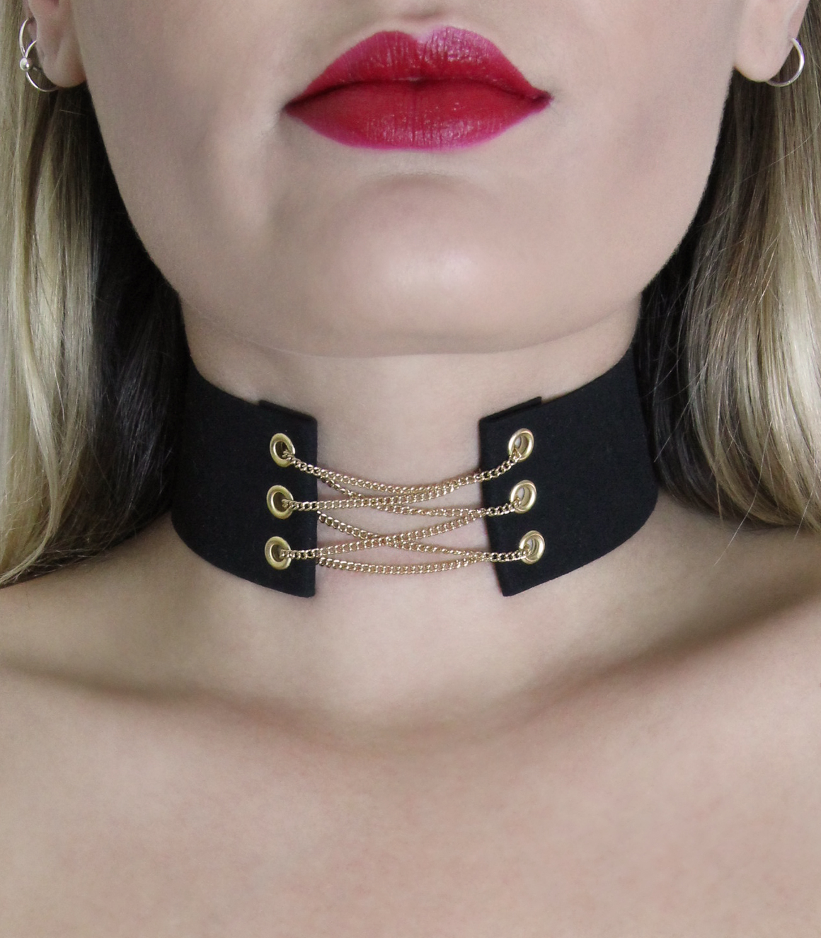 Love In Leather Wide Suede Choker With Chain