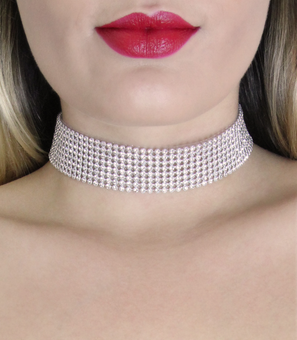 Love In Leather Diamante Choker