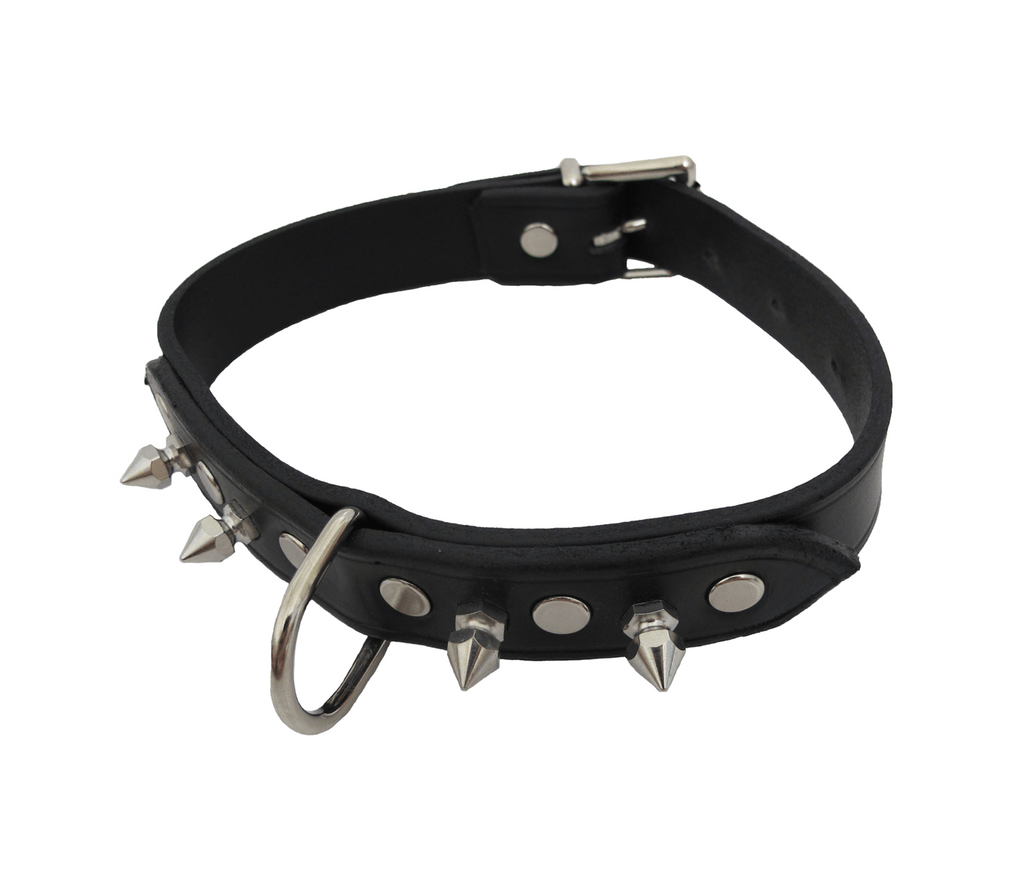 Love In Leather Unlined Leather Collar With Dog Spikes