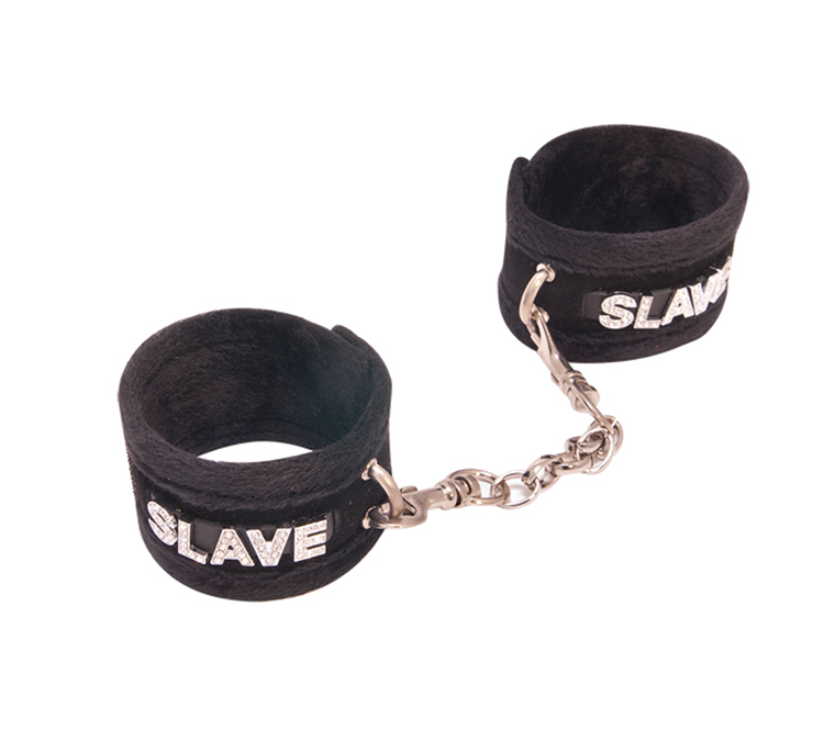 Love In Leather Soft Diamante Cuffs - Various Words