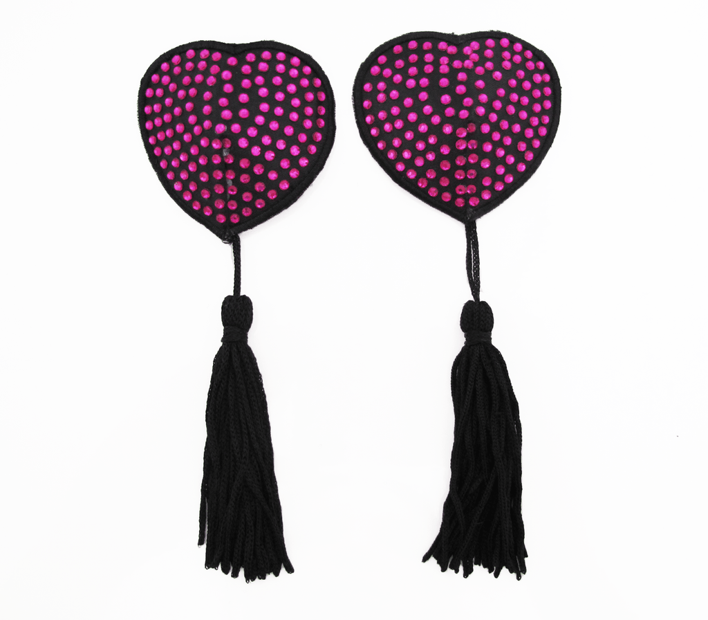 Heart Shaped Nipple Tassels With Rhinestones
