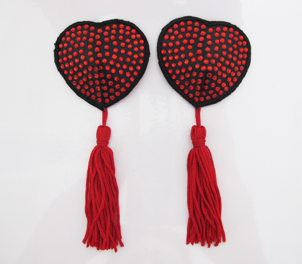Heart Shaped Nipple Tassels With Rhinestones