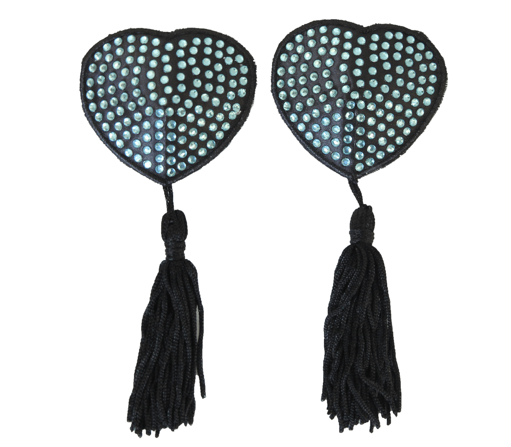 Heart Shaped Nipple Tassels With Rhinestones